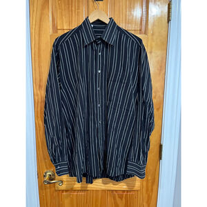 Dolce & Gabbana Black White Stripe Button Front Shirt Men’s 17 43 Made in Italy